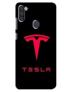 Чехол для Samsung Galaxy M11 с картинкой «Tesla Red Logo»