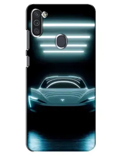 Чехол для Samsung Galaxy M11 с картинкой «Tesla в неоне»
