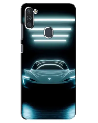 Чехол для Samsung Galaxy M11 с картинкой «Tesla в неоне»