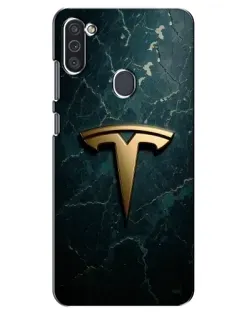 Чехол для Samsung Galaxy M11 с картинкой «Мраморная Tesla Gold»