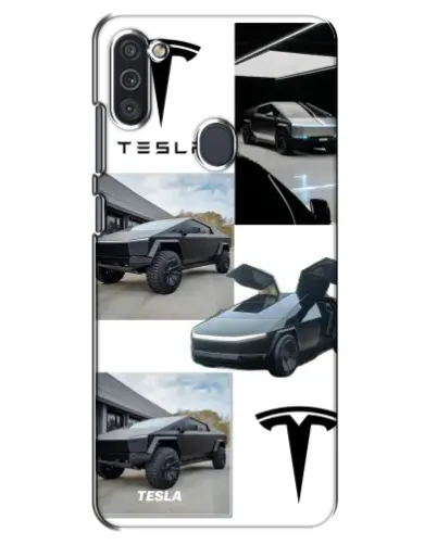 Чехол для Samsung Galaxy M11 с картинкой «Коллаж Cybertruck Tesla»