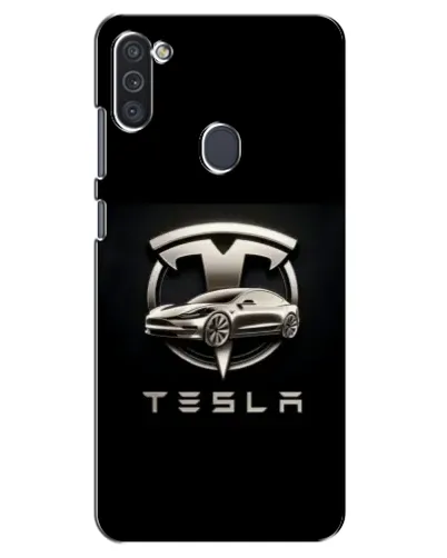 Чехол для Samsung Galaxy M11 с картинкой «Tesla — серебристое авто»
