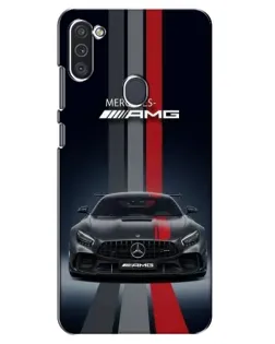 Чехол для Samsung Galaxy M11 с картинкой «Mercedes — белый карбон»