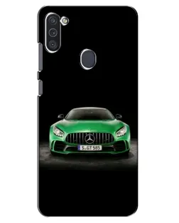 Чехол для Samsung Galaxy M11 с картинкой «Mercedes — неоновый лого»