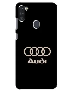 Чехол для Samsung Galaxy M11 с картинкой «Audi — золотой логотип»