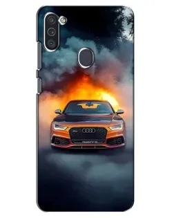 Чехол для Samsung Galaxy M11 с картинкой «Audi в огненном дыму»
