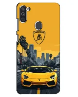 Чехол для Samsung Galaxy M11 с картинкой «Желтый Lamborghini город»