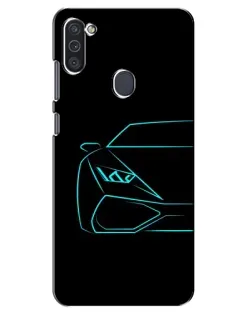 Чехол для Samsung Galaxy M11 с картинкой «Голубой силуэт Lamborghini»
