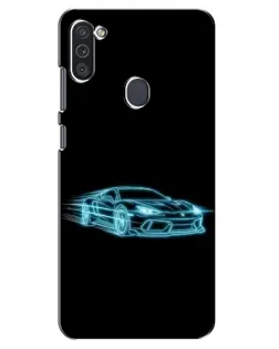 Чехол для Samsung Galaxy M11 с картинкой «Неоновый контур Lamborghini»
