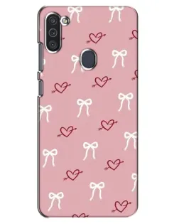 Чехол для Samsung Galaxy M11 с картинкой «Сердца и банты»