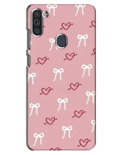 Чехол для Samsung Galaxy M11 с картинкой «Сердца и банты»