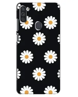 Чехол для Samsung Galaxy M11 с картинкой «Ромашки на черном»