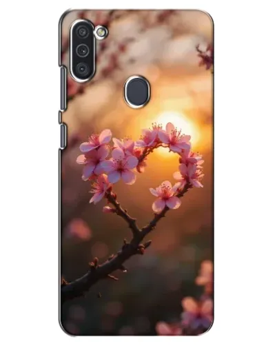 Чехол для Samsung Galaxy M11 с картинкой «Розовый цвет сердце на фоне заката»