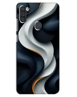 Чехол для Samsung Galaxy M11 с картинкой «Объемные черно-белые ленты» Чехол для Samsung Galaxy M11 с картинкой «Объемные черно-белые ленты»