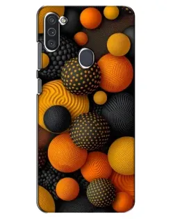 Чехол для Samsung Galaxy M11 с картинкой «Объемные оранжевые сферы»