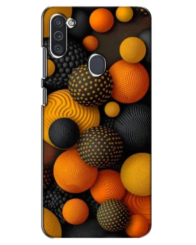 Чехол для Samsung Galaxy M11 с картинкой «Объемные оранжевые сферы»