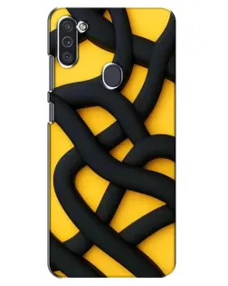 Чехол для Samsung Galaxy M11 с картинкой «Черное желтое переплетение»