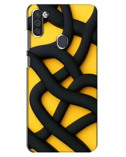 Чехол для Samsung Galaxy M11 с картинкой «Черное желтое переплетение»