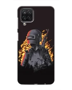 Чехол для Samsung Galaxy M12 с картинкой «PUBG — огненный силуэт»