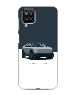 Чехол для Samsung Galaxy M12 с картинкой «Серебристый Cybertruck Tesla»