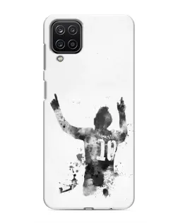 Чехол для Samsung Galaxy M12 с картинкой «Черно-белый силуэт Месси»