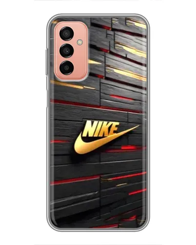 Чехол для Samsung Galaxy M13 с картинкой «Золотой Nike на металле»