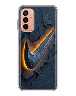 Чехол для Samsung Galaxy M13 с картинкой «Объемный логотип Найк»