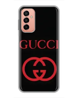 Чехол для Samsung Galaxy M13 с картинкой «Gucci — красный логотип»