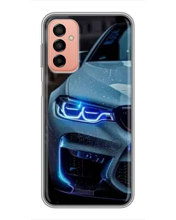 Чехол для Samsung Galaxy M13 с картинкой «Взгляд BMW с синими фарами»