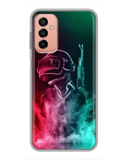 Чехол для Samsung Galaxy M13 с картинкой «PUBG — огненный воин»