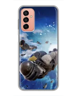 Чехол для Samsung Galaxy M13 с картинкой «Десант PUBG — прыжок»
