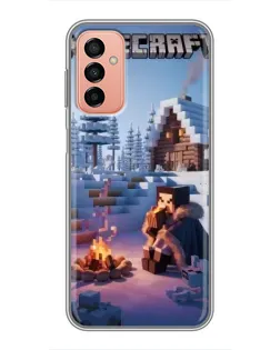 Чехол для Samsung Galaxy M13 с картинкой «Зимний Minecraft»