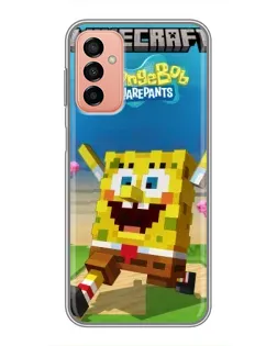 Чехол для Samsung Galaxy M13 с картинкой «Губка Боб Minecraft»
