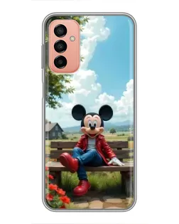 Чехол для Samsung Galaxy M13 с картинкой «Микки на скамейке»