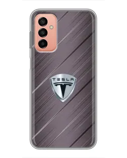 Чехол для Samsung Galaxy M13 с картинкой «Металлическая текстура Tesla»
