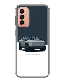 Чехол для Samsung Galaxy M13 с картинкой «Серебристый Cybertruck Tesla»