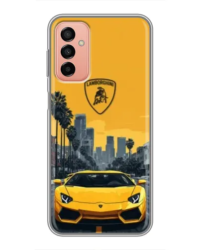 Чехол для Samsung Galaxy M13 с картинкой «Желтый Lamborghini город»