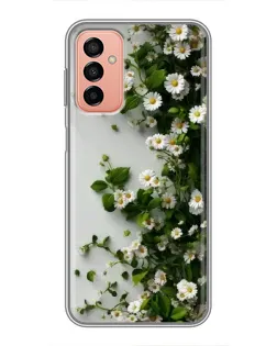 Чехол для Samsung Galaxy M13 с картинкой «Ветка мелких белых цветов»