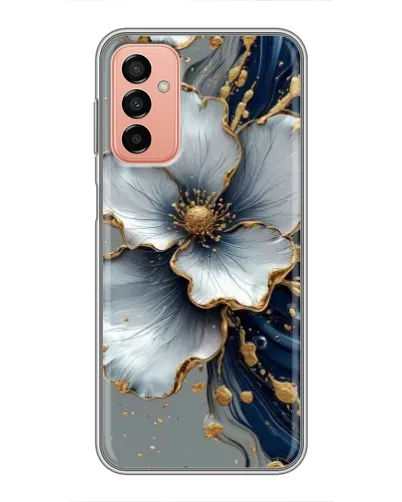 Чехол для Samsung Galaxy M13 с картинкой «Белый цветок и золотой флюид» Чехол для Samsung Galaxy M13 с картинкой «Белый цветок и золотой флюид»