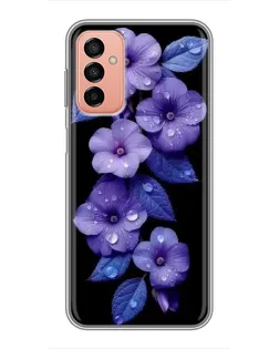 Чехол для Samsung Galaxy M13 с картинкой «Фиолетовые цветы с росою»