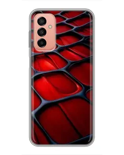 Чехол для Samsung Galaxy M13 с картинкой «Красная глянцевая сетка»