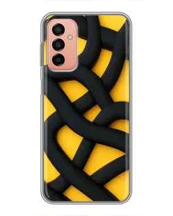Чехол для Samsung Galaxy M13 с картинкой «Черное желтое переплетение»