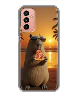 Чехол для Samsung Galaxy M13 с картинкой «Капибара с пиццей»
