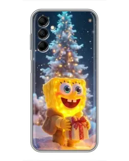 Чехол для Samsung Galaxy M14 5g (M146) с картинкой «Рождественский Спанч Боб»