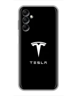 Чехол для Samsung Galaxy M14 5g (M146) с картинкой «Tesla White Logo»