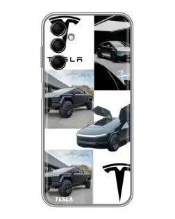 Чехол для Samsung Galaxy M14 5g (M146) с картинкой «Коллаж Cybertruck Tesla»