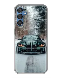 Чехол для Samsung Galaxy M15 (M156) с картинкой «BMW в зимнем лесу»