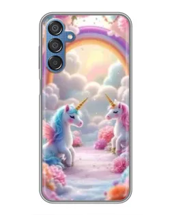 Чехол для Samsung Galaxy M15 (M156) с картинкой «Радуга и единороги»