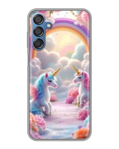 Чехол для Samsung Galaxy M15 (M156) с картинкой «Радуга и единороги»