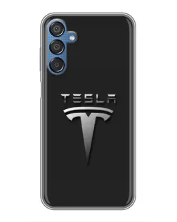 Чехол для Samsung Galaxy M15 (M156) с картинкой «Стальной логотип Tesla»